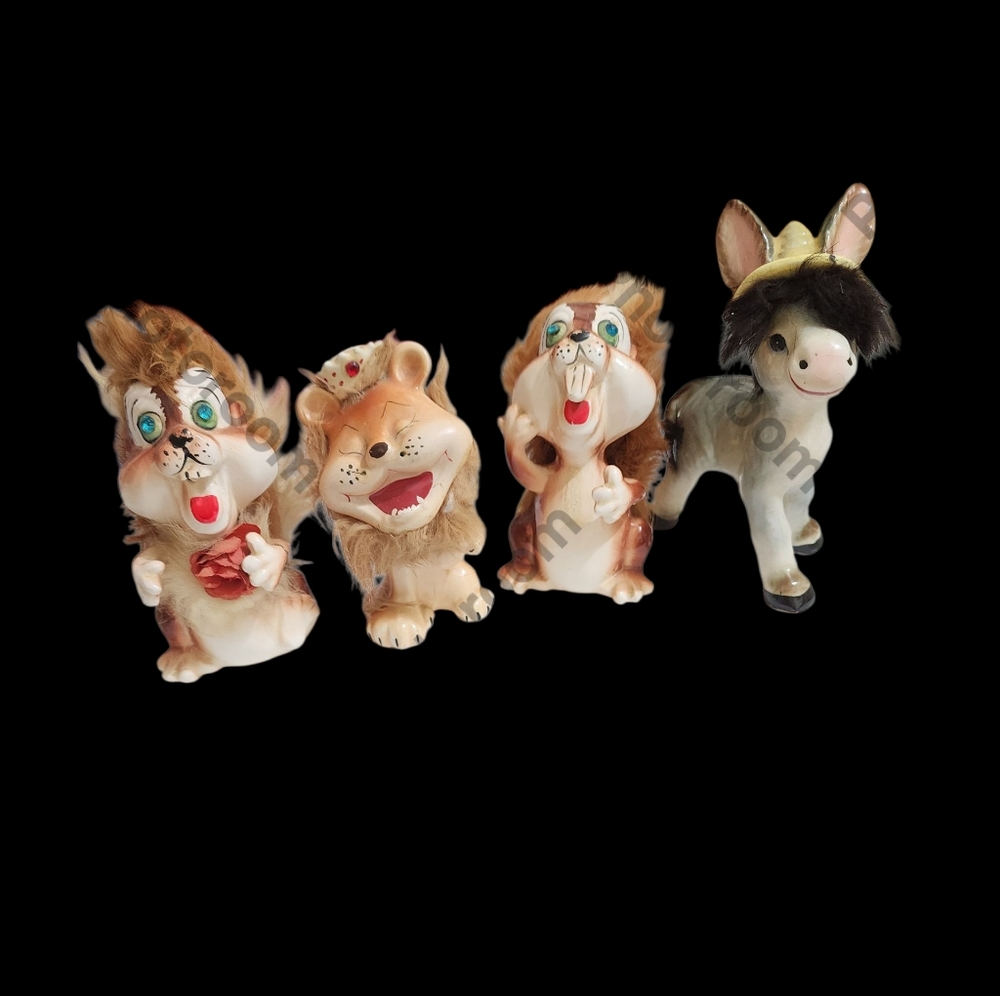 Vintage Whimsical  Animal? Figurine with Red Accents